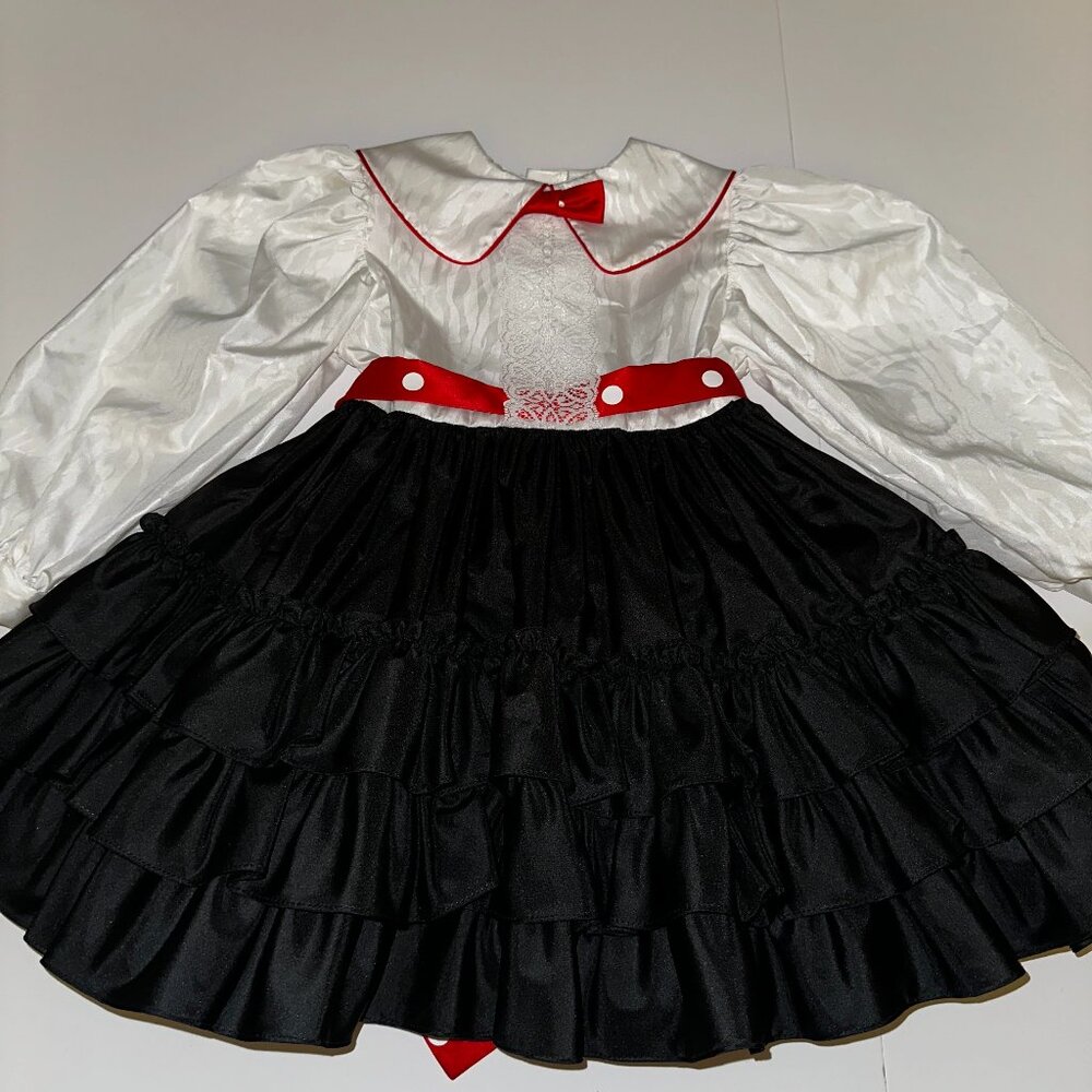 Vintage Martha's Miniature Full Circle Black Ruffled Party Pageant Dress Sz 5